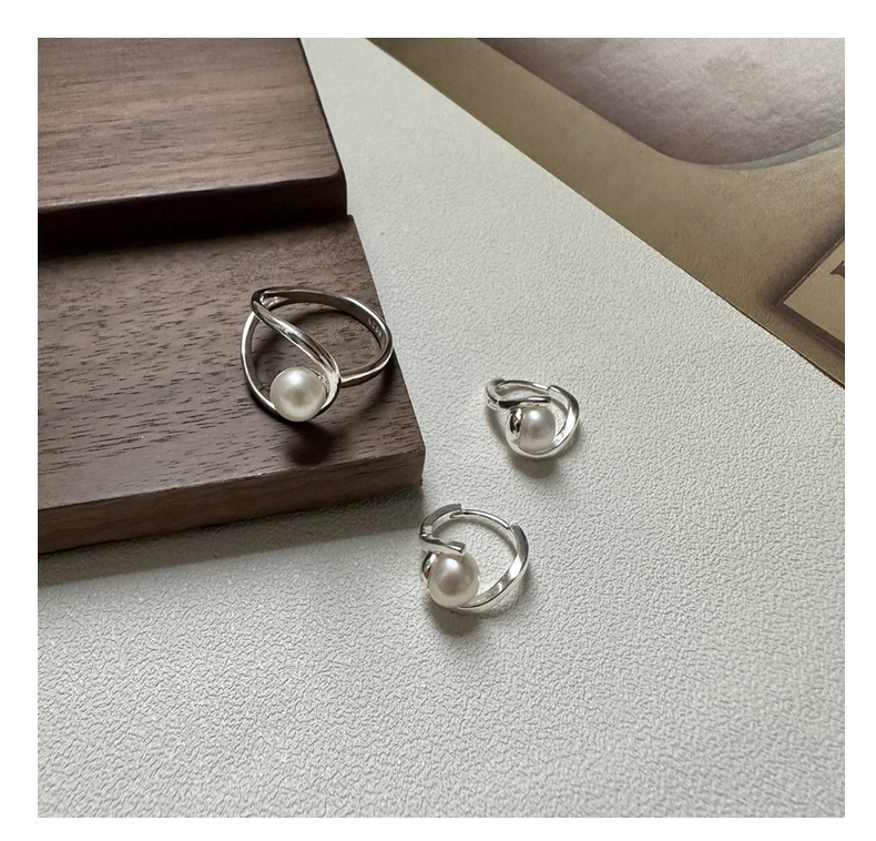 10g Weight Earrings Classification 1 Pair Retro Geometric Imitation Pearl Sterling Silver Earrings