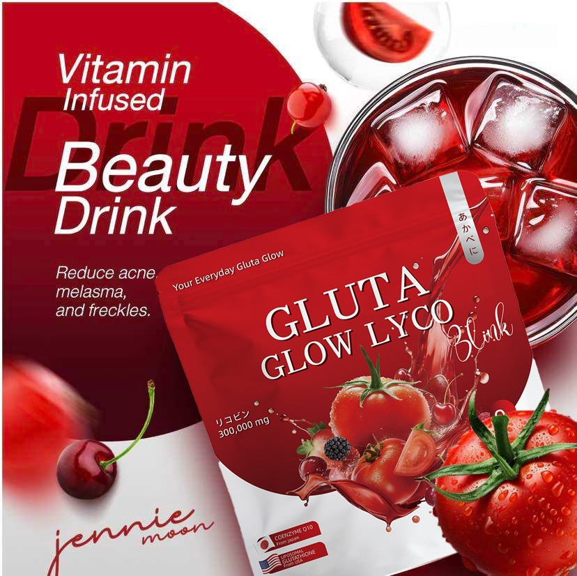 Gluta Glow Lycopene Powder 10g x 30 Sachets Sugar-Free Antioxidant Drink Mix 300g overview