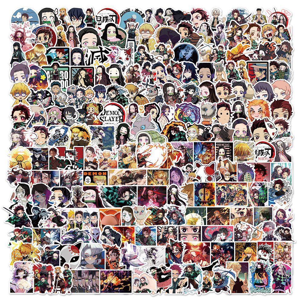 100枚の日本のアニメ落書きステッカー、フルタイムハンター、ハイキュー!!、鬼滅の刃、アニメ車体ステッカー