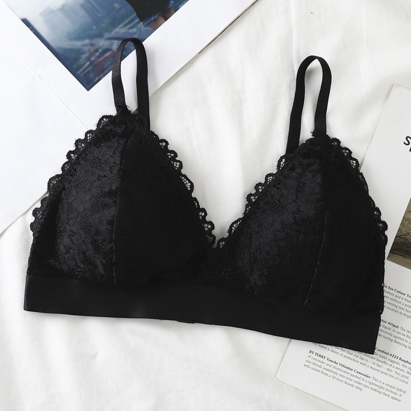 Belleza de nuevo la ropa interior de las mujeres de la piel de encaje sexy francés Triángulo Copa chica se reunieron sujetador de la correa inalámbrica sujetador image 12