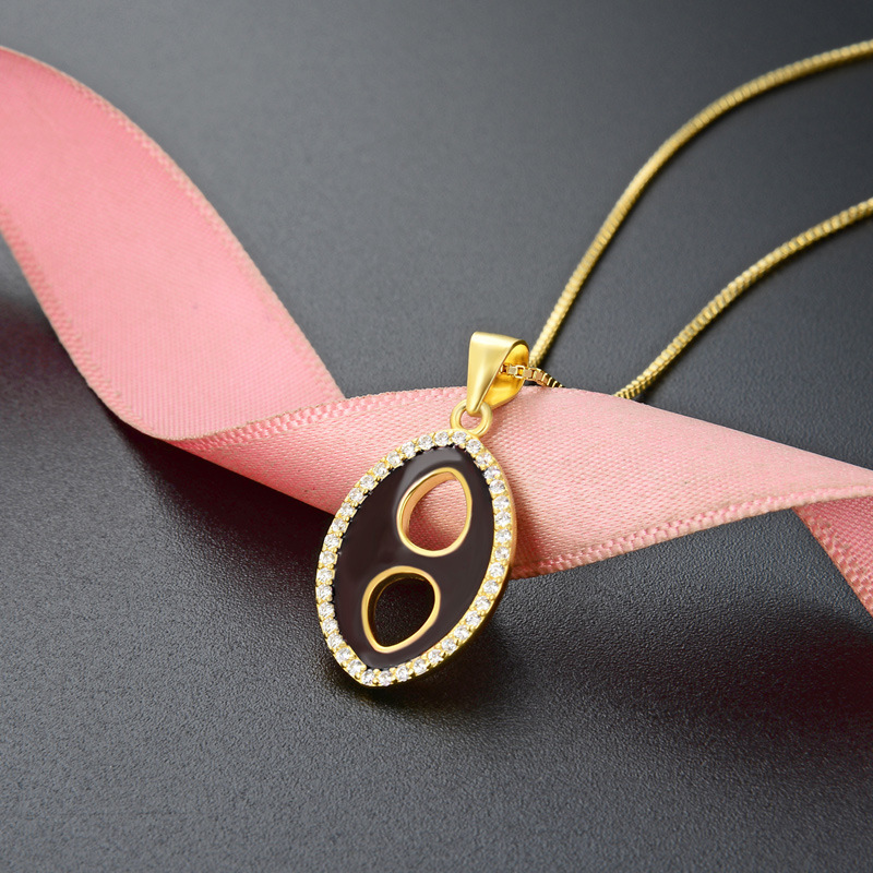 Transfronterizo nuevo 925 plata esterlina colgante de goteo de aceite elíptico collar de piedra de la mujer moda europea y americana cadena de clavícula