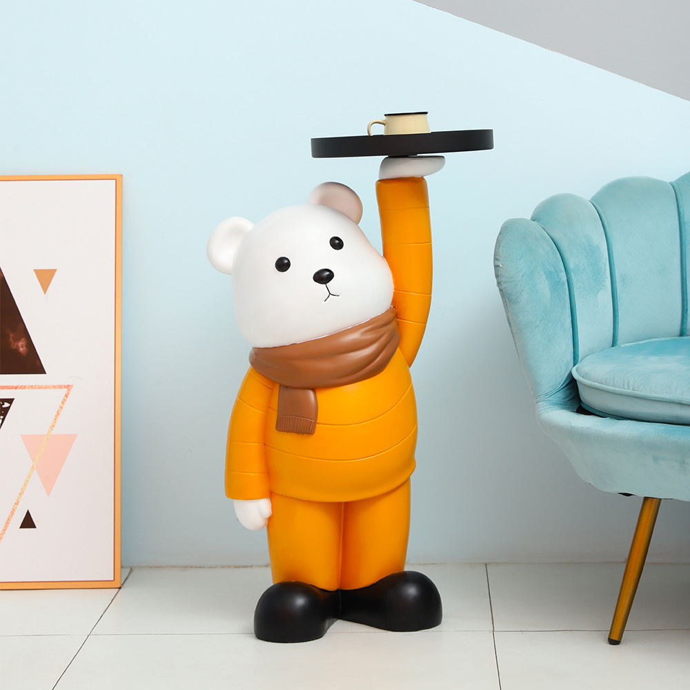 Fashionable light luxury living room floor decoration scarf bear Tray storage decoration living room coffee table sofa resin decoration
