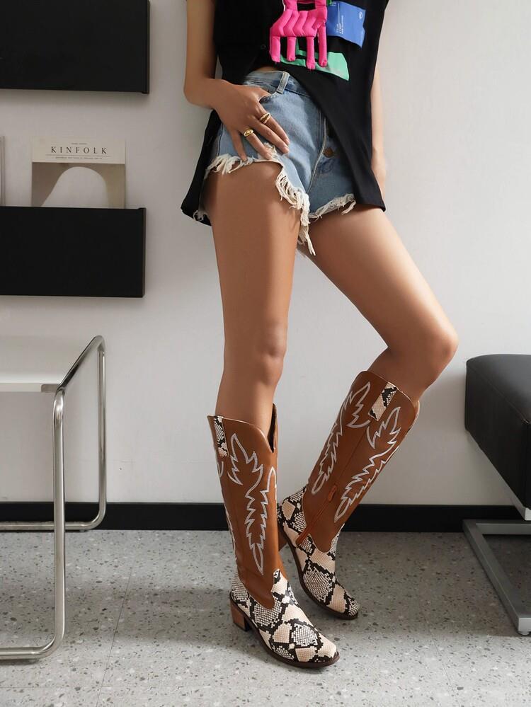 Women's plus-size fashion boots with round heads and high heels_voghion.com