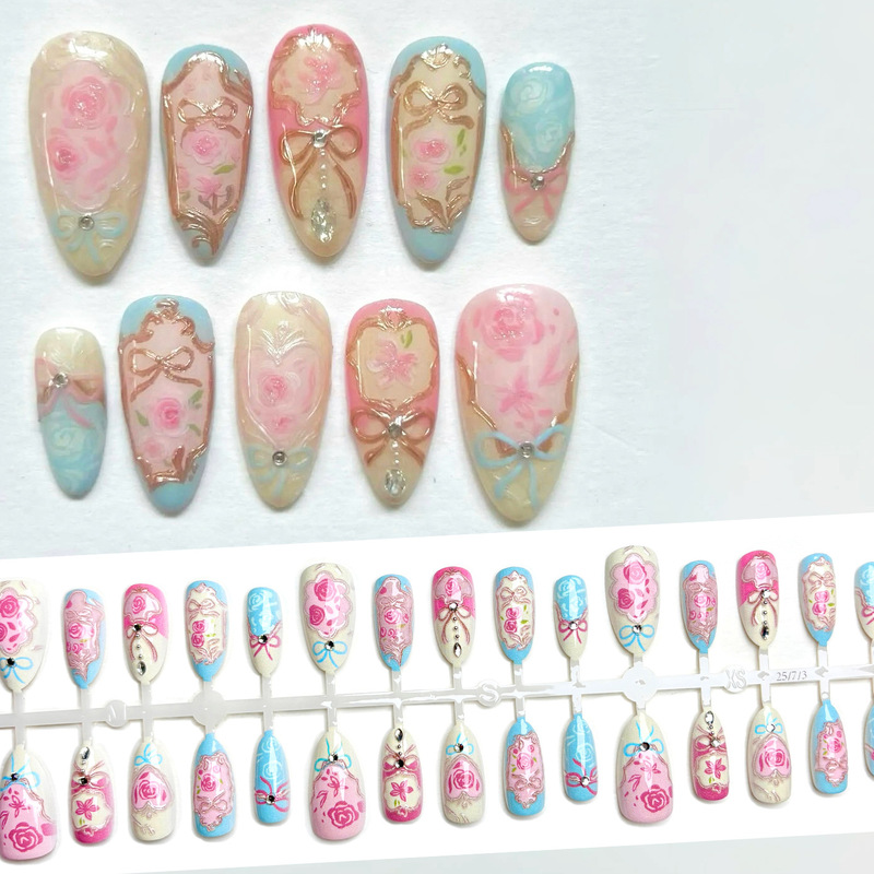 Rococo Style High-End Retro Instagram Summer Cute Wearable Nails Niche Luxury Nail Art Stickers Court Style Rococo Style High-End Retro Instagram Summer Cute Wearable Nails Niche Luxury Nail Art Stickers Court Style