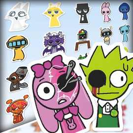 140张新节奏盒子萌物卡通贴纸可爱sprunki周边绘画贴装饰手账本