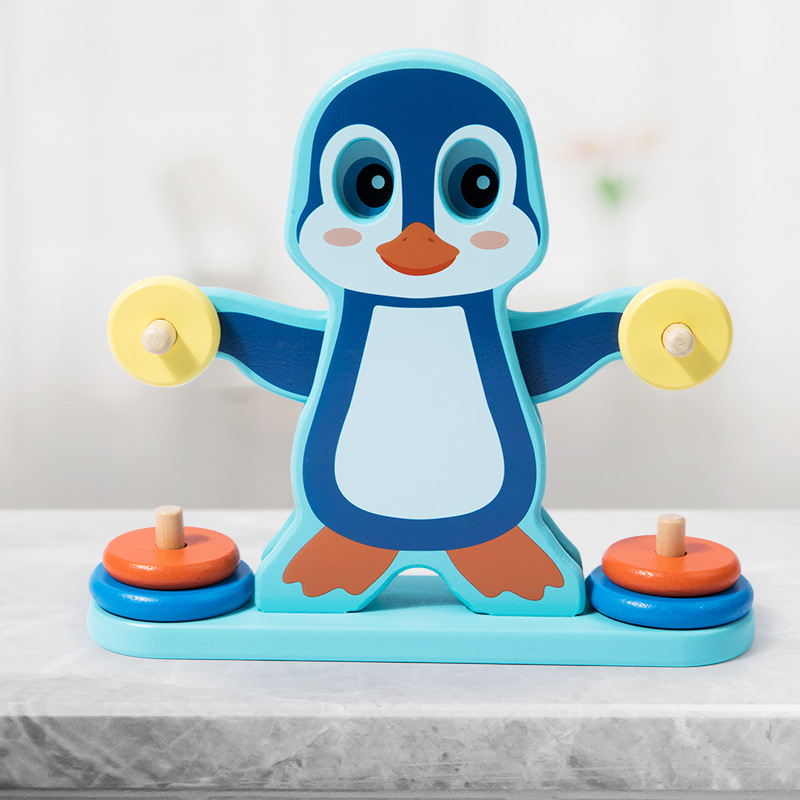 De madera de los niños diversión pingüino juego equilibrio bebé equilibrio percepción capacidad educación temprana iluminación juguetes creativos