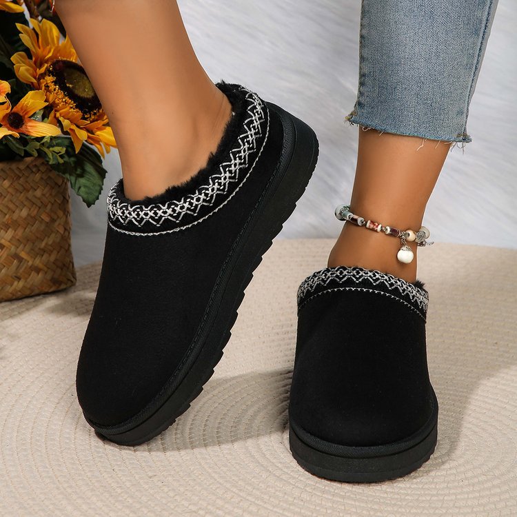 Women's Shoes Snow Boots Snow Boots Men And Women Large Size Flat National Wind Lazy Man A Slip-on Head Warm Cotton Slippers Snow Boots_viptrois.com