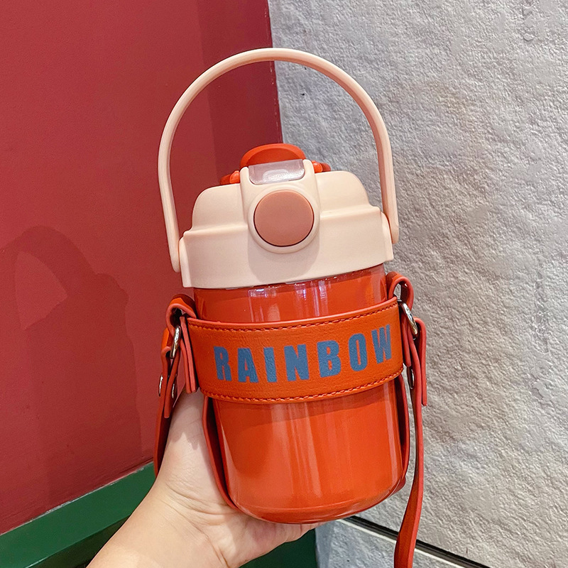 Crossbody Thermos Cup for Girls Good-looking Ins Style Couple Water Cup Student Cute Internet Celebrity Straw Cup Office