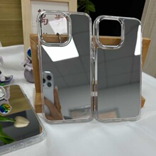 适用苹果15素材壳14promax补妆镜子16plus电镀iPhone17镜面手机壳