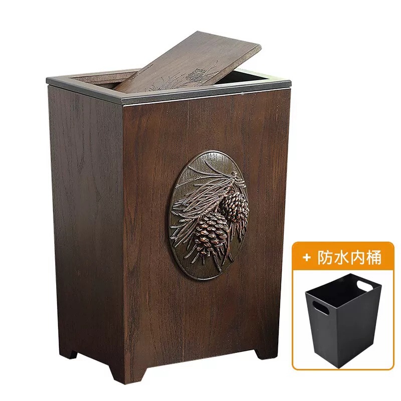 Nalanduohao Retro Trash Can, Large Wooden Wastebasket for Office, Living Room, Kitchen, Household Use with Lid Nalanduohao Retro Trash Can, Large Wooden Wastebasket for Office, Living Room, Kitchen, Household Use with Lid