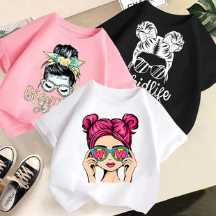 Cross-border children's clothing 2024 new summer children's short-sleeved T-shirt boys and girls casual top girls fashion summer fashion