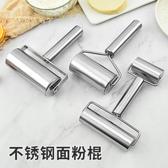 Stainless steel double-headed flour stick, multifunctional T-shaped rolling pin, non-stick dumpling wrapper rolling pin, baking pressing pin