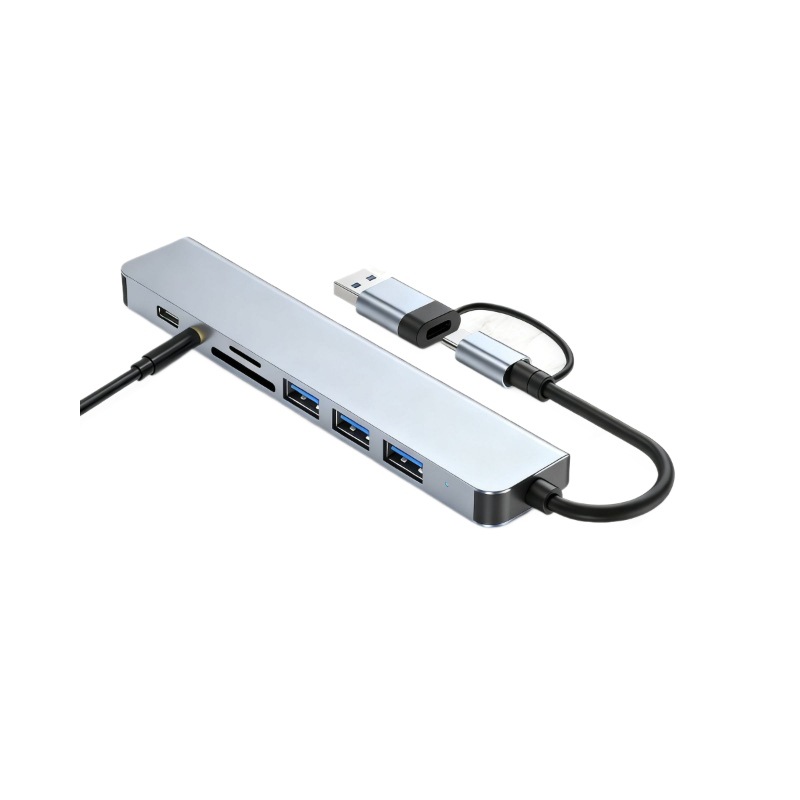 hub transfronterizo ocho en uno multifuncional docking de expansión de puerto de red USB Gigabit docking de expansión tipo-c computadora teléfono móvil
