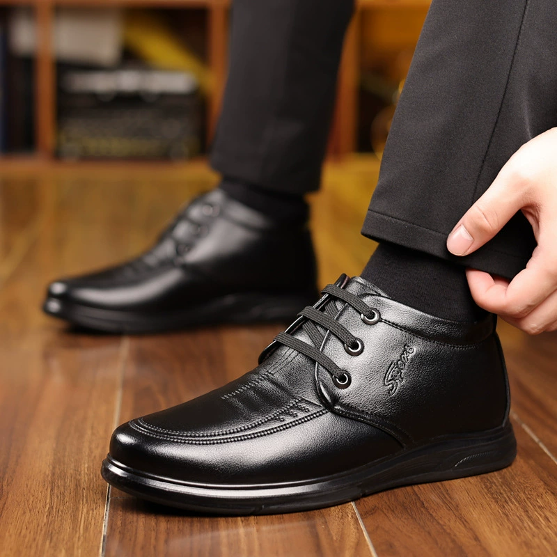 Demi-season high shoes for leather shoes, warm boots, soft sole