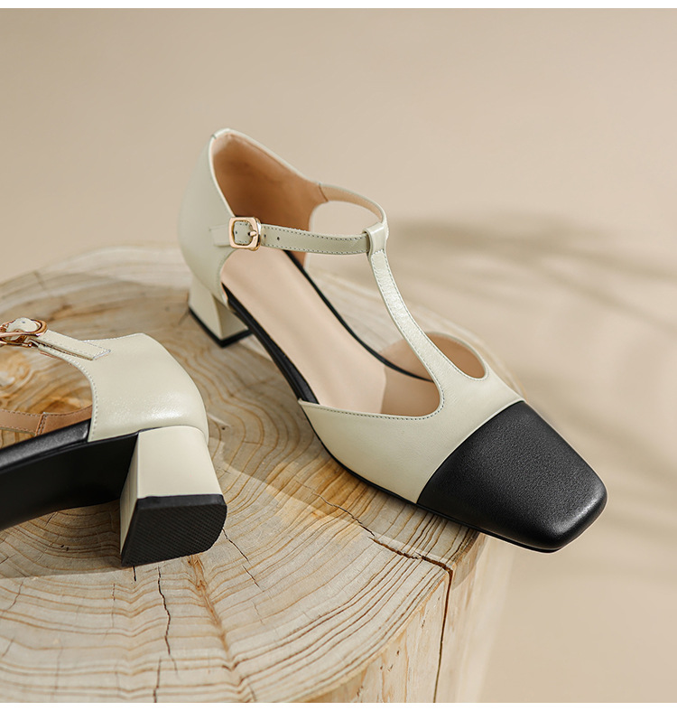 CHIKO Mikka Square Toe Block Heels T-Strap Shoes