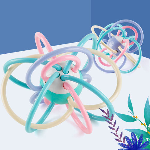 Baby toy hand rattle teether can be boiled for early childhood education newborn 0-6-12 months baby boy and girl