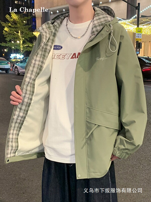 La Chapelle Hooded Jacket Men's Spring and Autumn 2025 New American Style Loose Versatile Trendy Wholesale