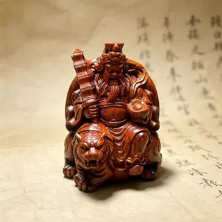 雷击枣木小摆件武神赵公明讳字立体精雕挂件吊坠木质文玩穿绳发货