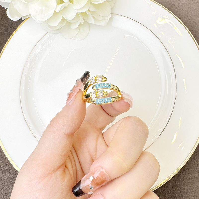 Anillo de oro de arena transfronterizo de mujeres chapadas en oro de 18 quilates nicho de estilo europeo y americano irregular joyas multicapa no se desvanecen joyas