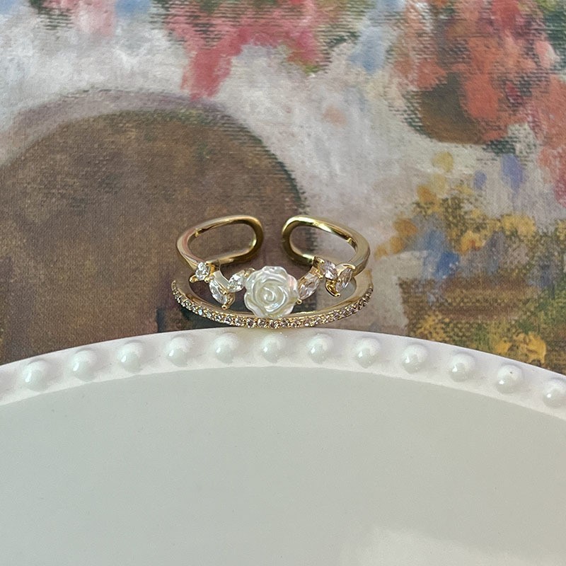 Korean Style Flower Open Ring For Women Stackable Finger Jewelry_voghion.com
