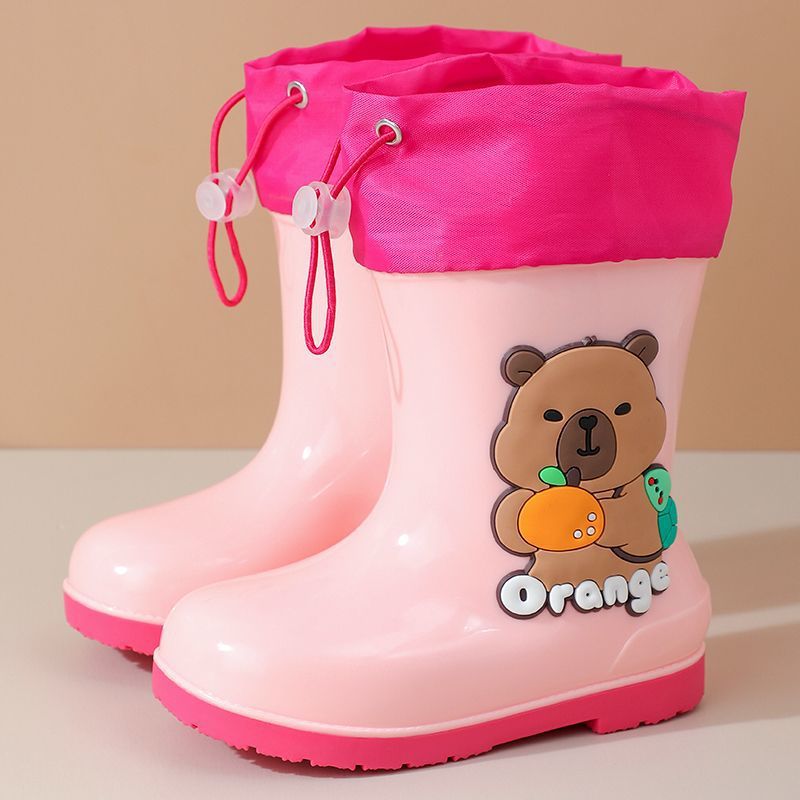 Nuevos niños capibara barril corto impermeable bebé zapatos de lluvia botas de lluvia barril medio para niños y niñas dibujos animados jardín de infantes zapatos de agua