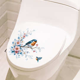 春天树枝鸟鲜花家庭贴纸马桶贴卫生间浴室装饰跨境可移除 MUP1829