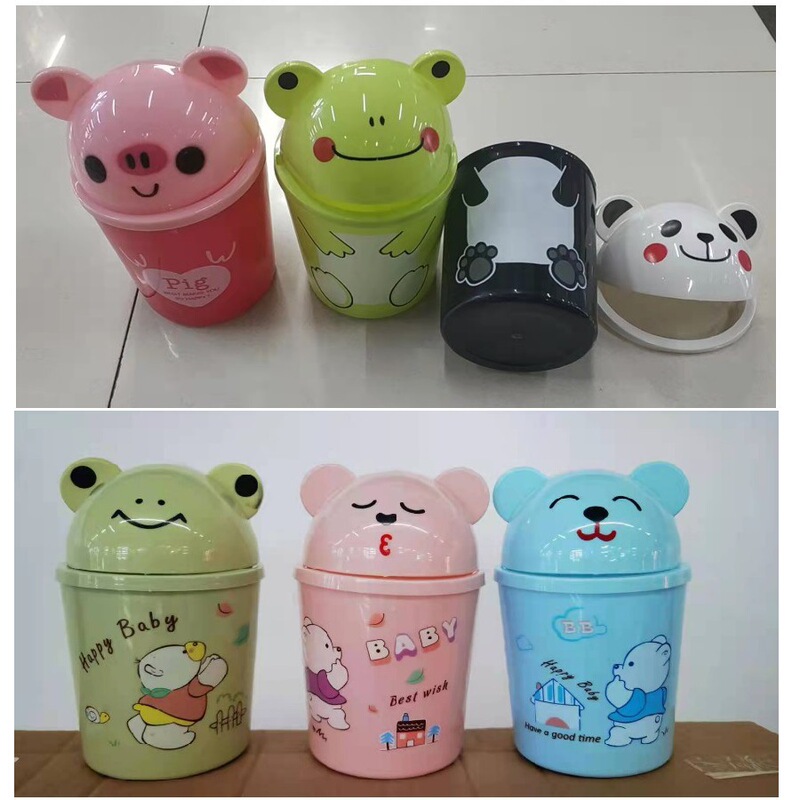 Export products cartoon trash can frog toilet paper basket bear desktop trash can (random mixed hair)