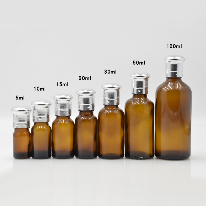 Botellas de vidrio ámbar para aceites esenciales | A prueba de luz, con gotero o bola rodante, lista para usar