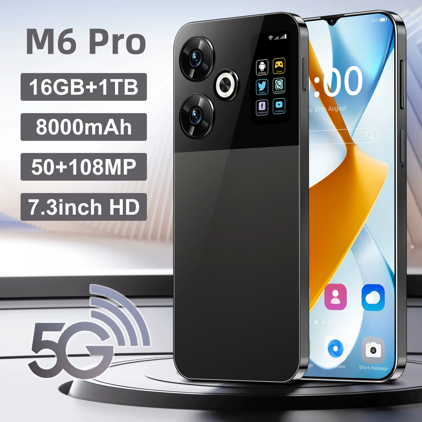 2024 Explosion M6 PRO Cross - Overseas Trade Мобильный 16+1T, точечный 7.3 HD экран, прямая поставка с завода, огни взрывной модели