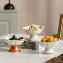 高脚盘陶瓷果盘中式茶点盘点心盘订婚摆台糕点盘水果盘小吃碟托盘