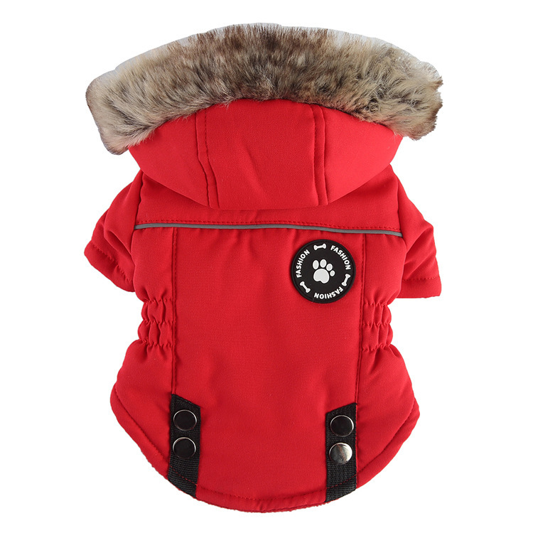 Manteau d'hiver en coton pour chiots, veste chaude à fermeture éclair, compatible avec une laisse, épais, pour le dos et le poitrail des chiots d'automne_voghion.com