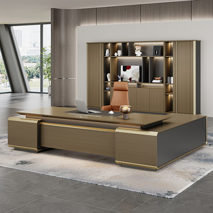 President's Desk, High-End Boss Desk, Executive Desk, Modern Simple General Manager's Office, Boss Desk with Cabinet, Executive Desk