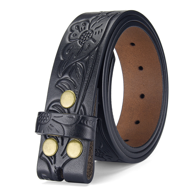 Ceinture en cuir gaufré rétro western cowboy authentique Unleashed pour homme, style punk classique et jeune._voghion.com