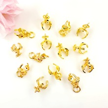 保色18k金色祥云镶锆石吊坠配件平安扣挂饰夹扣卡扣饰品扣DIY材料
