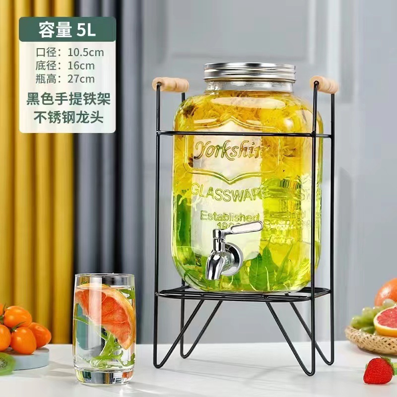 Celebridad de Internet de gran capacidad de vidrio comercial fruta barril de coque Fábrica directa jugo tarro enzima barril bebida barril con grifo