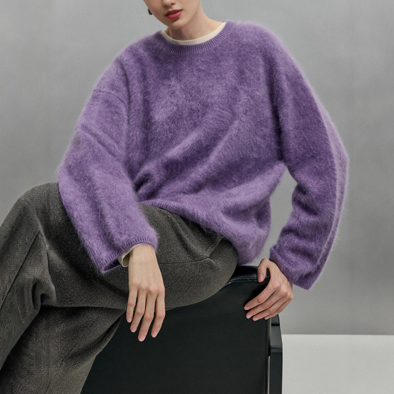 Word-Of-Mouth Upgrade: Heavy-Duty, Washed, Brushed Cashmere _ Soft-Touch Oversized Crew Neck Sweater Knit Top for Winter Word-Of-Mouth Upgrade: Heavy-Duty, Washed, Brushed Cashmere _ Soft-Touch Oversized Crew Neck Sweater Knit Top for Winter