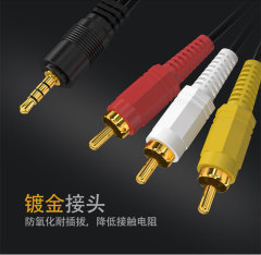 3.5mm to 3 RCA Splitter for TV Audio and Video, One Input to Three Outputs, AV Splitter Cable