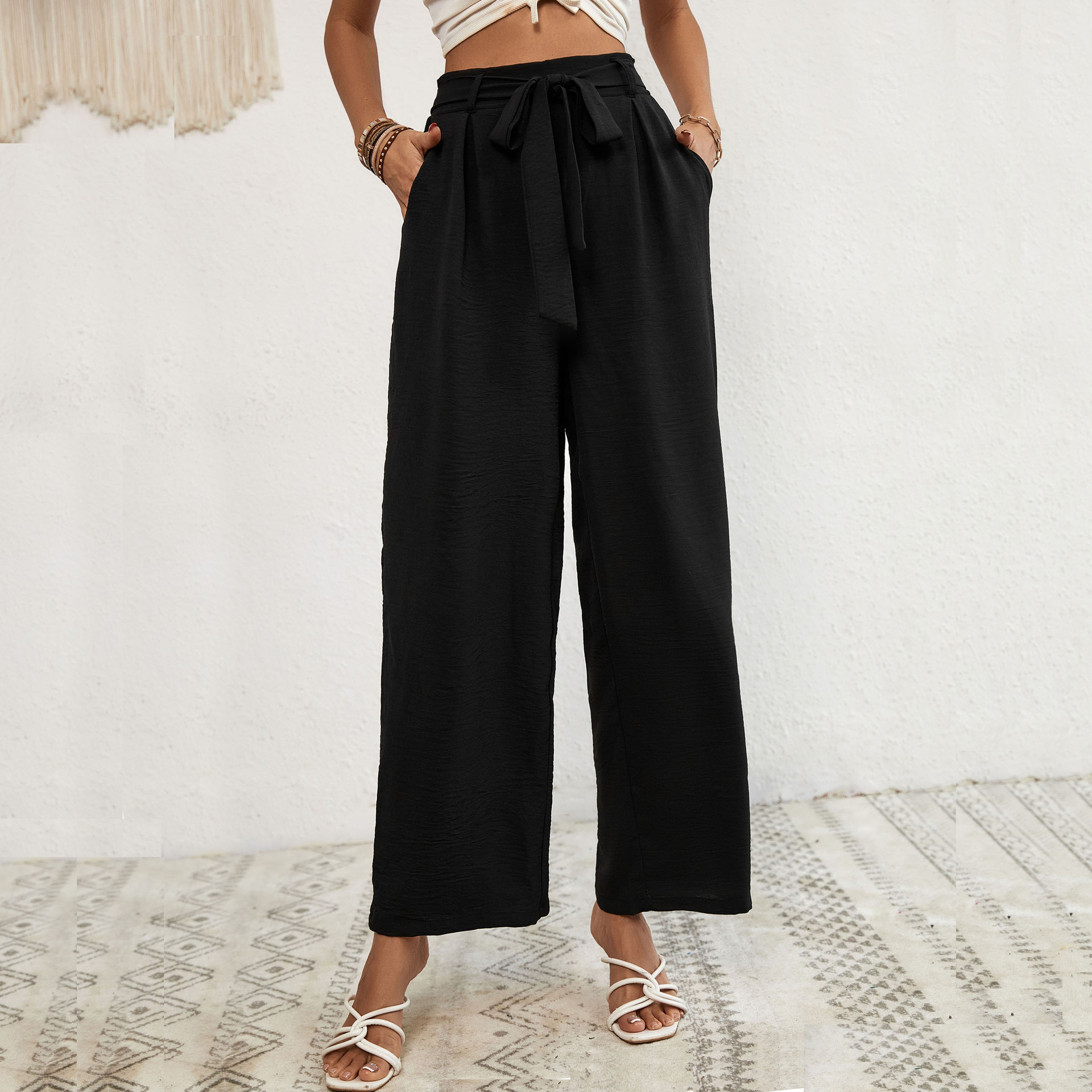 Buy quality Commuter Wind Pocket High Waist Wideleg Pants Women from