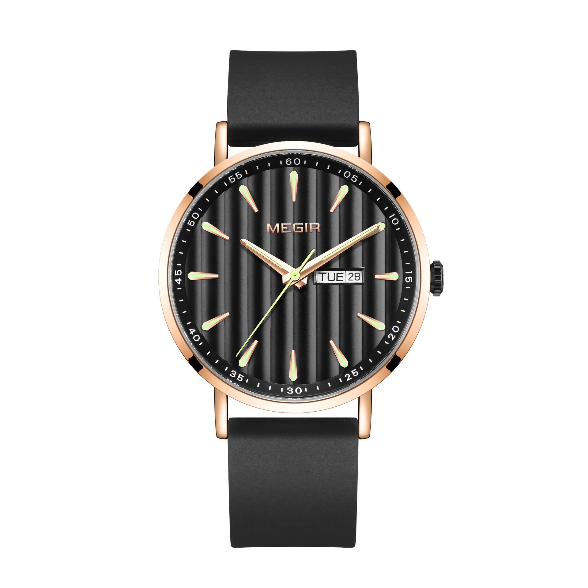 Orologio al quarzo ultrasottile da uomo impermeabile – fosforescente, doppio calendario, visualizzazione settimanale (41,5 mm, nero, resistente all'acqua fino a 30 m)_voghion.com