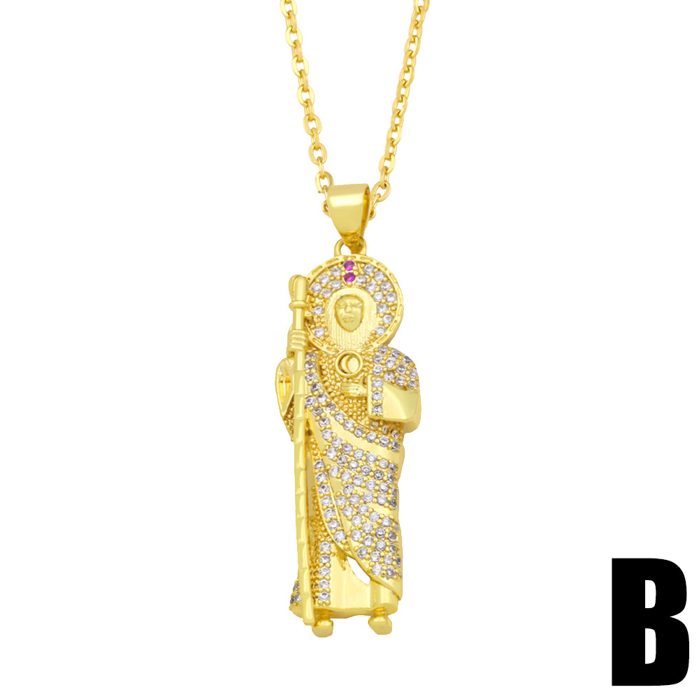 Amazon New European and American Ins Trendy Religious Christian Virgin Mary Men and Women Zircon Pendant Necklace Nkz61picture4
