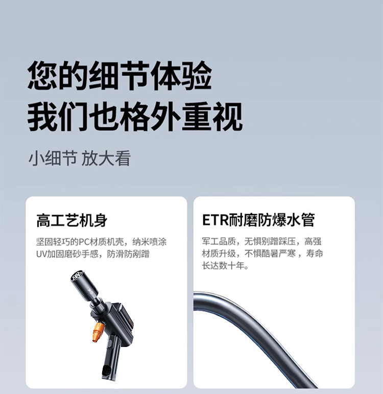 Handheld Wireless High-Pressure Water Gun for Car and Home Use, Powerful Water Gun for Car Washing, Portable Lithium Battery Car Washer with Mineral Water Bottle