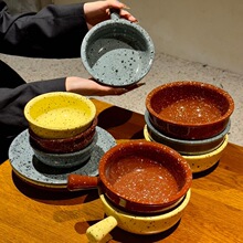 泼墨复古简约盘子陶瓷沙拉碗盘牛排盘复古意面盘家用西餐甜品餐具