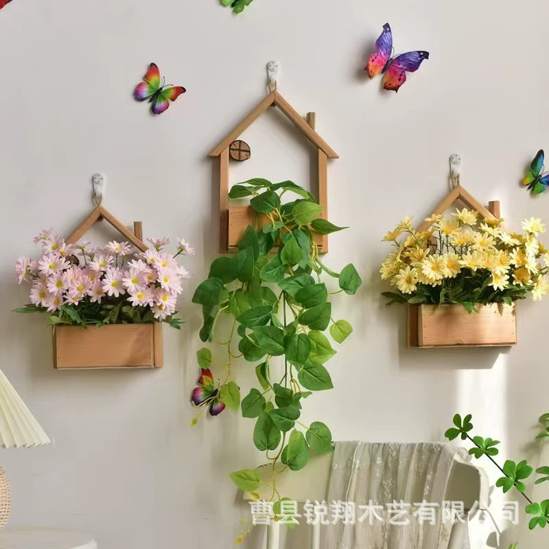 Новая настенная полка для хранения для дома, гостиной, декоративная полка для хранения сухих цветов, небольшие украшения из цельного дерева, полка для хранения зеленых растений