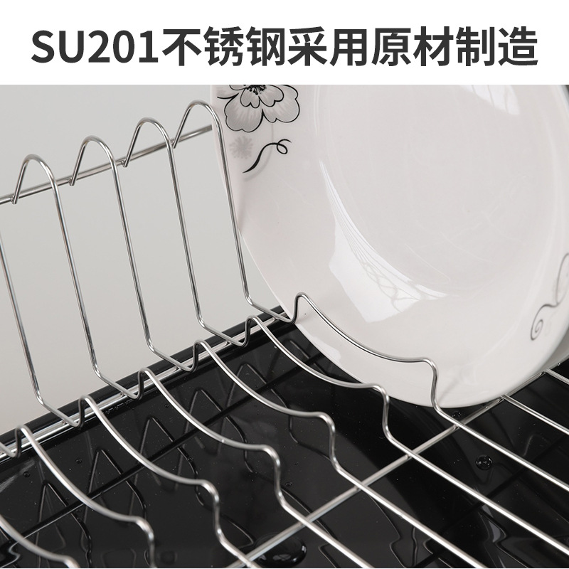 Estante de doble capa de drenaje de la cocina estante de almacenamiento de múltiples capas de gran capacidad de drenaje plato estante de almacenamiento y acabado de la cubierta de la olla