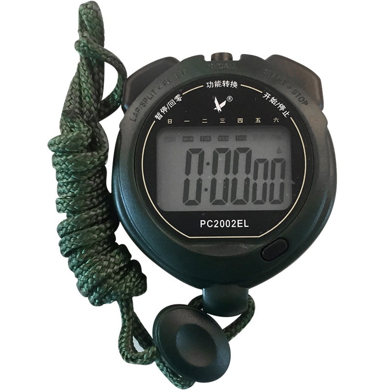 Tianfu brand stopwatch PC2002EL single row 2-channel stopwatch waterproof luminous large screen electronic stopwatch timer
