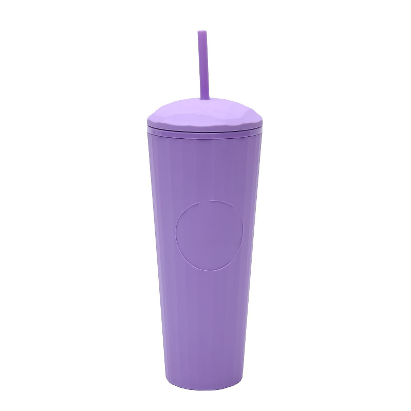 Suministro directo de fábrica nueva taza de bebida directa taza de agua spot taza de paja taza de plástico creativo femenino de verano taza de bebida fría portátil