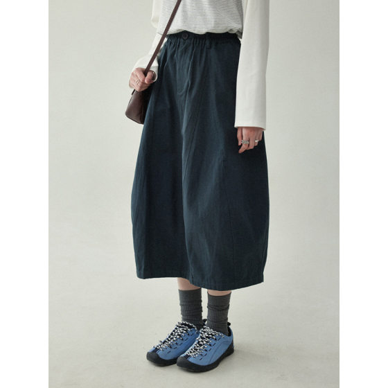 2024 autumn new Japanese elastic waist skirt women's plus size design flower bud overskirt overskirt