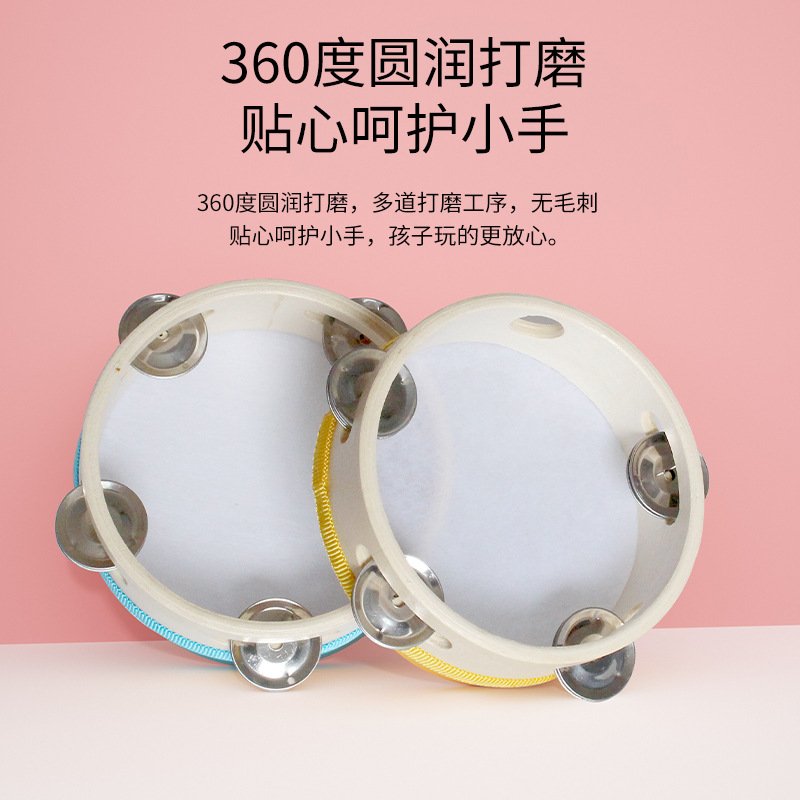 Instrumento musical de Orff pandereta pequeña de madera bebé mano tambor kindergarten maestro rendimiento exquisito tambor