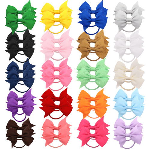 Pure Color Bow Hairband for Kids, Ribbed Tape Tail Baby Hair Tie Best Selling Item