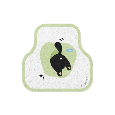 Green Apple Kitten Cartoon Silk Loop Car Floor Mat Cute Mud-Resistant Dirt-Resistant Car Interior Mat Easy to Clean Customizable (Avtomobil döşəmə paspasları) - lime-colored-kitten-back-view-single-row-silk-loop-5050cm1969-1969